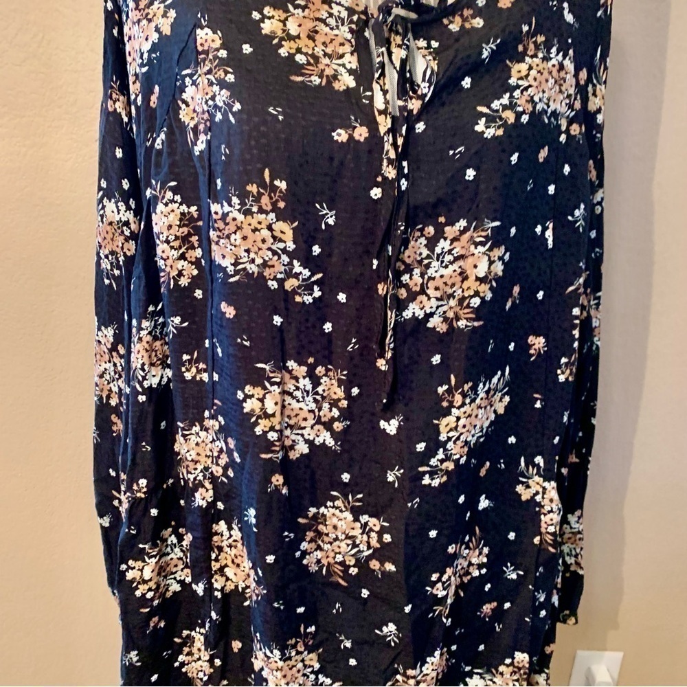 Jade by Jane Boho Dress XL Black Pretty Floral White Gold Tan Flowy - Picture 4 of 14